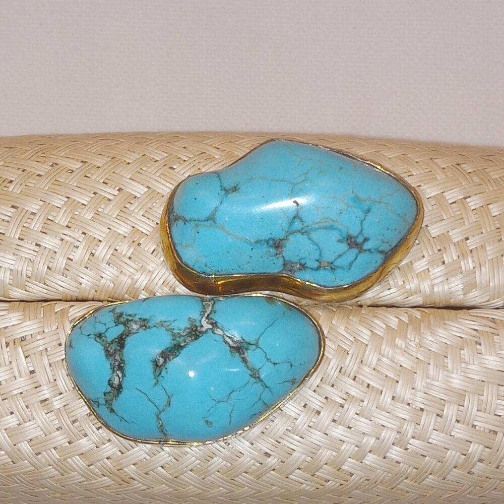 Kayu Jen Straw Clutch/Shoulder Bag With Turquoise Stone Toast/Natural NWOT - Picture 3 of 16